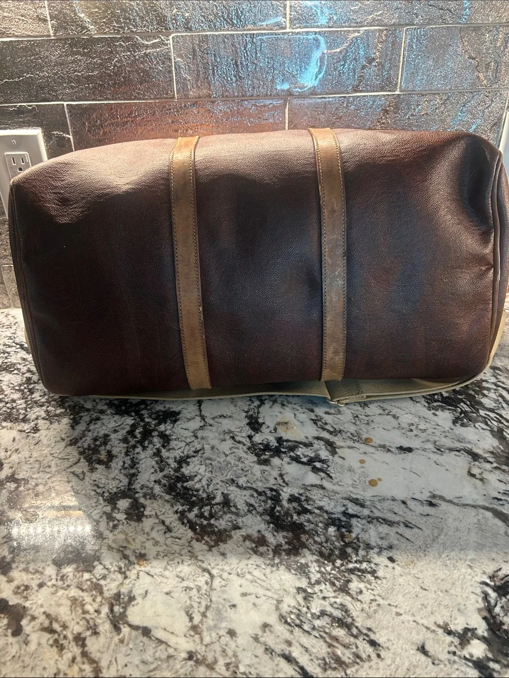 Etro 2 Way Leather Weekender Travel Bag in paisley print incl. all shown